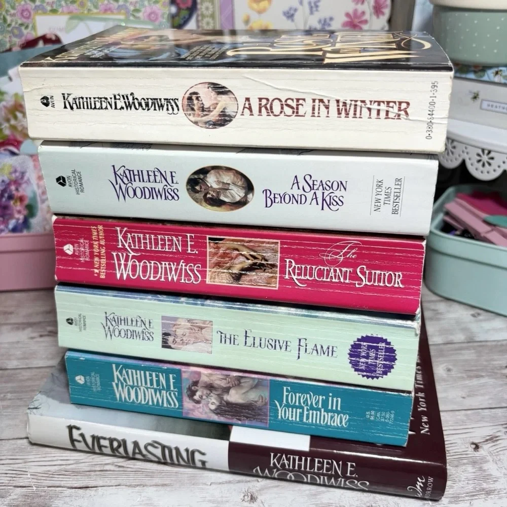 Lot Of 6 Kathleen E. Woodiwiss Historical Romance Novels Vintage Books Stepback